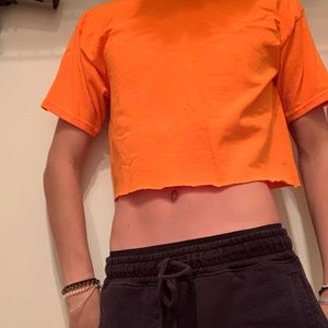 Orange Cropped Shirt